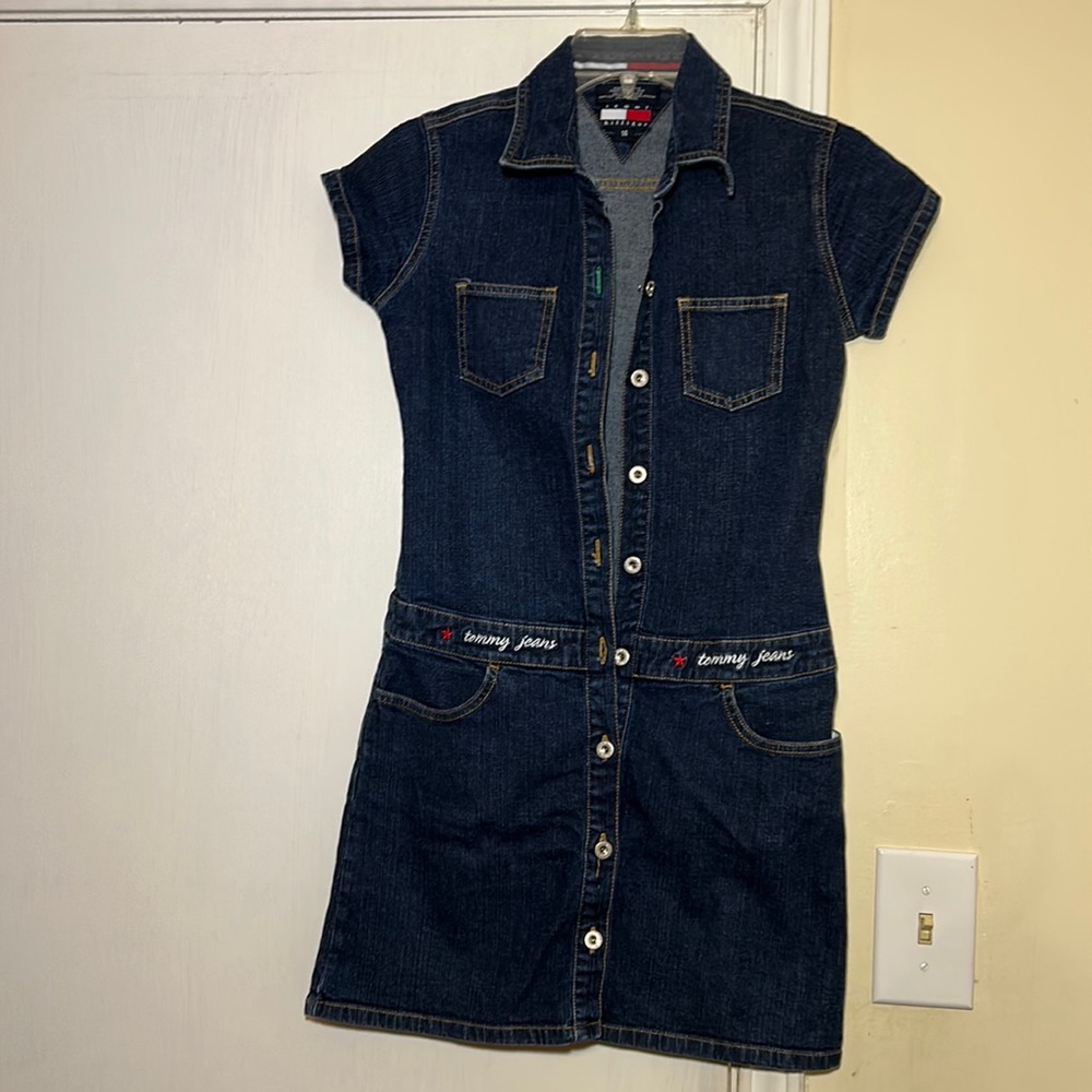 Tommy Hilfiger vintage Junior Girls Size 14 Blue Jeans Dress